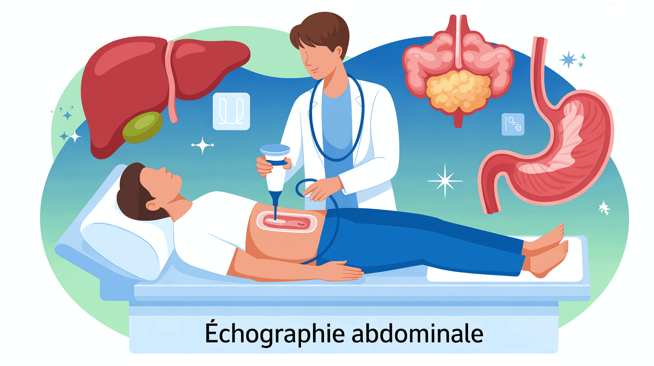 illustration echographie abdominale table et organes