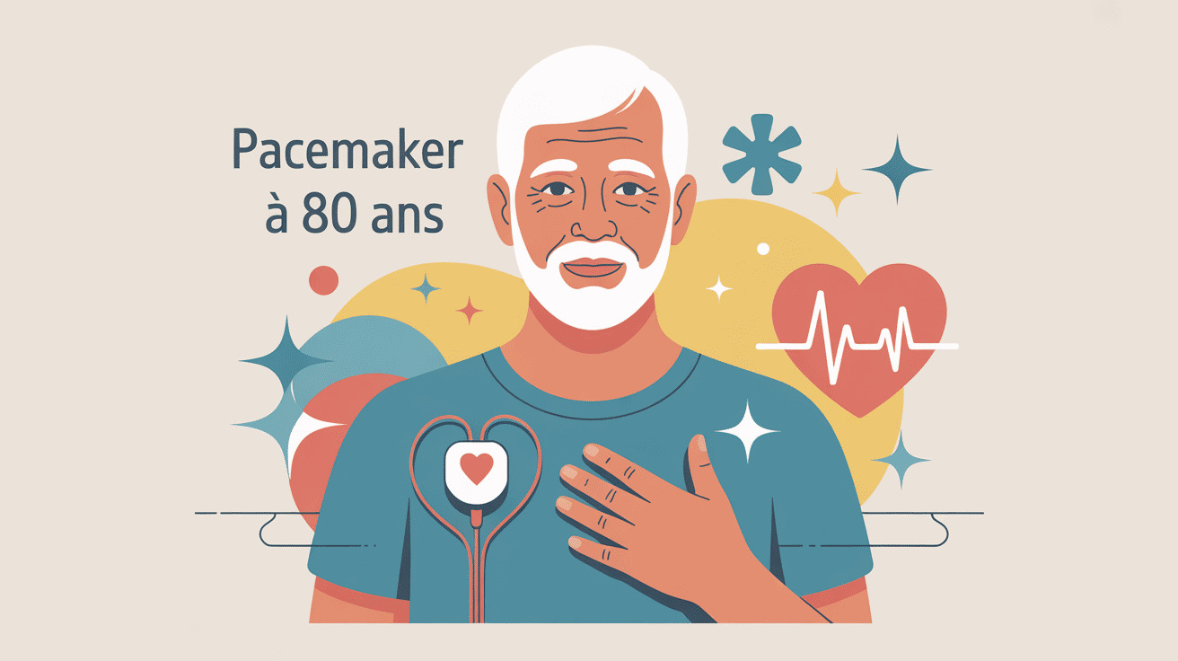 illustration pose d'un pacemaker 80 ans ambiance rassurante