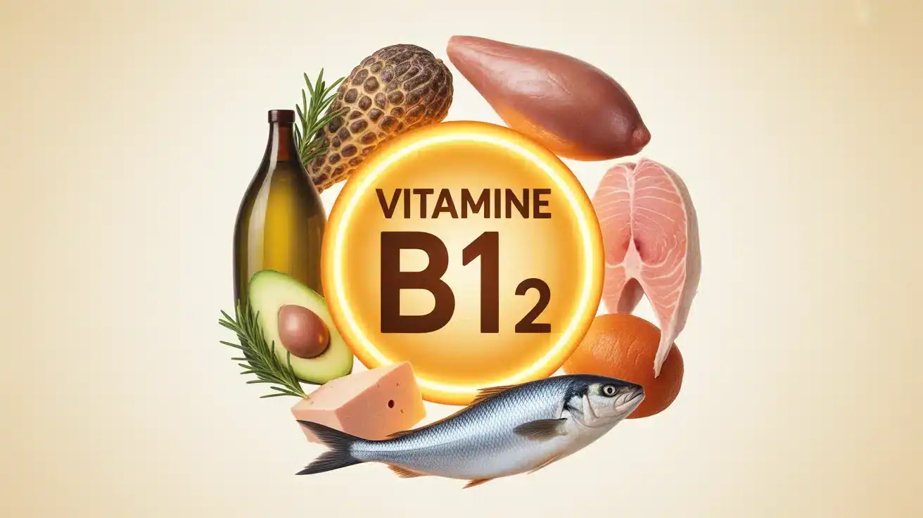 Illustration vectorielle des sources de vitamine B12 avec palourdes foie poissons gras