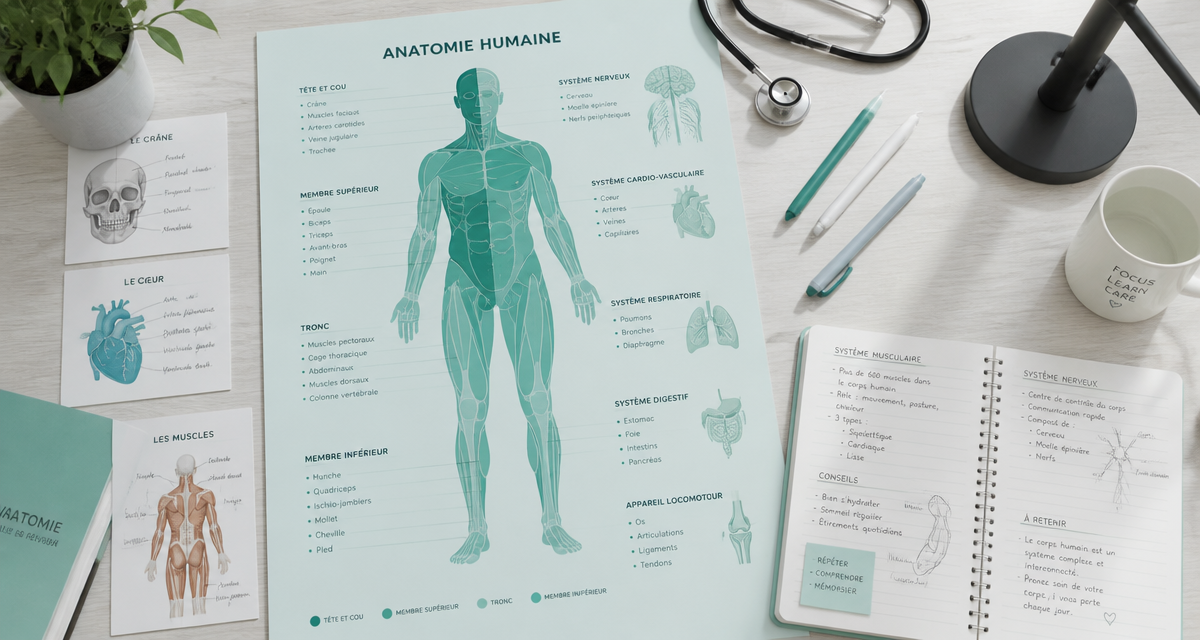 Carte émotionnelle des maux du corps sur poster anatomique