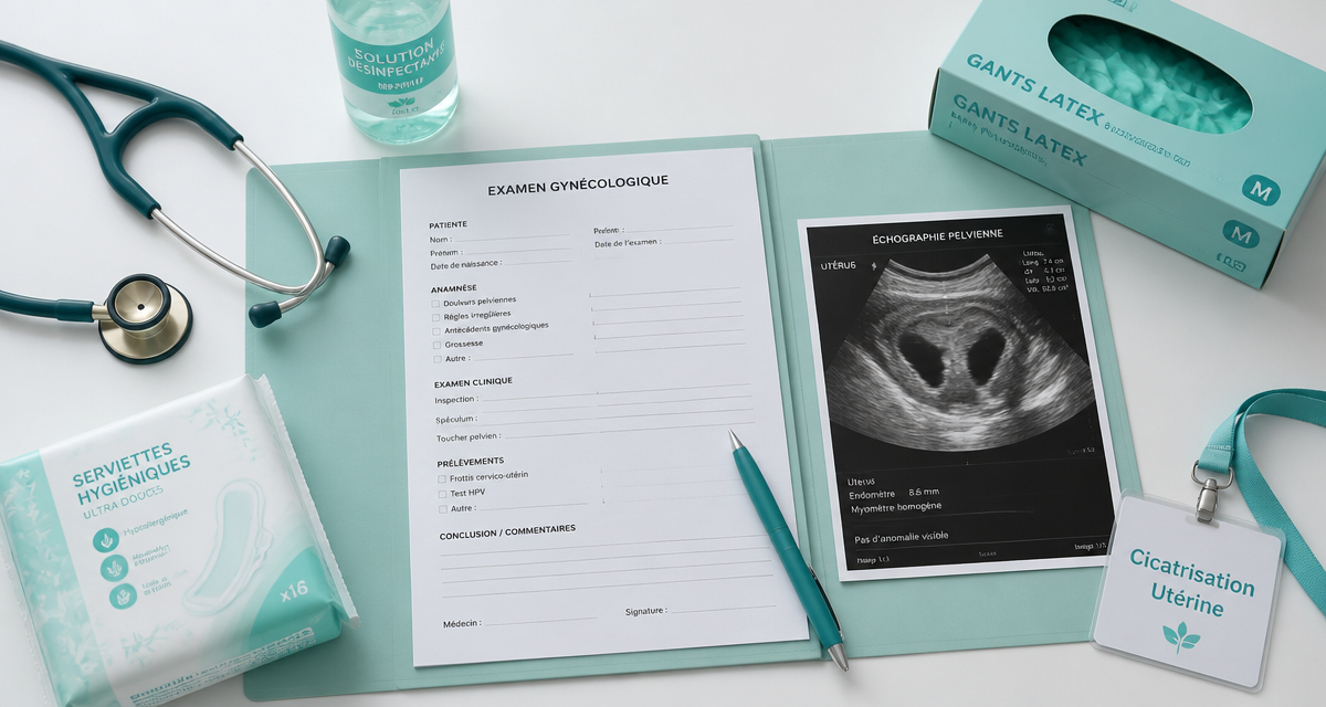 Cicatrisation après ablation polype utérin vue dossier médical et échographie