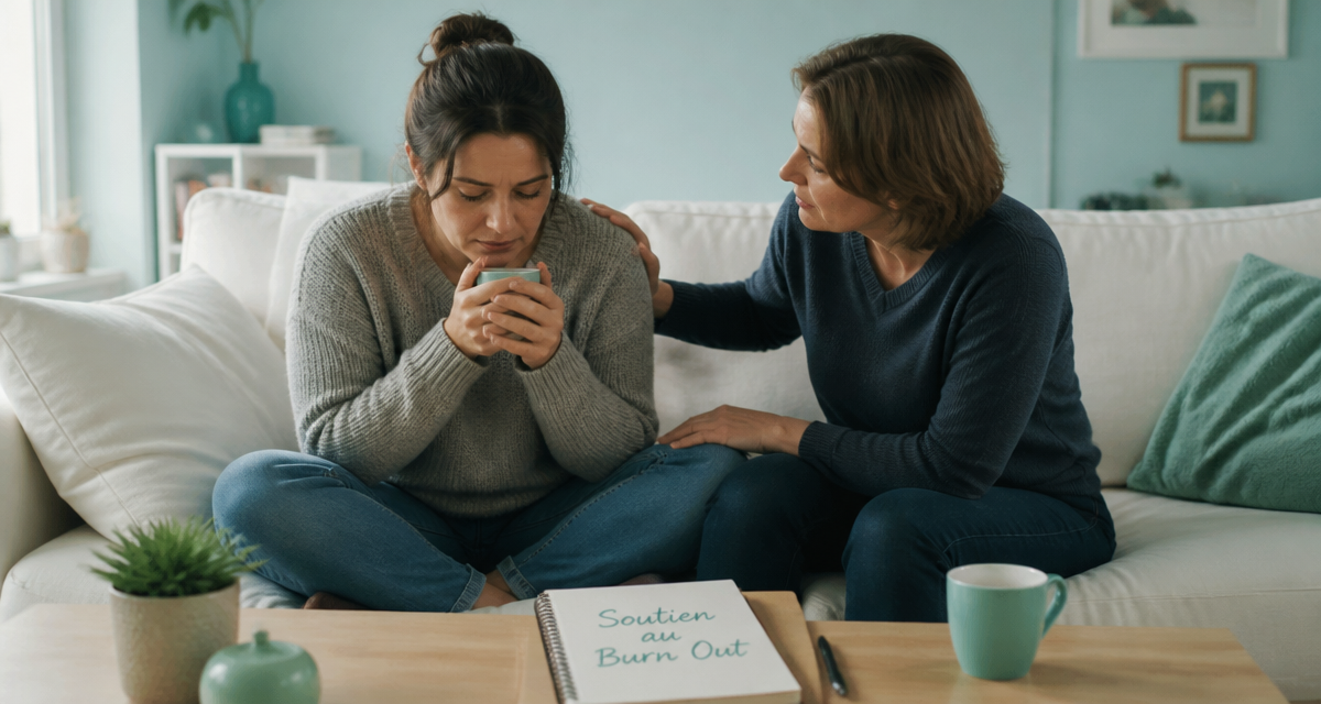 comment aider une personne en burn out assise avec un proche