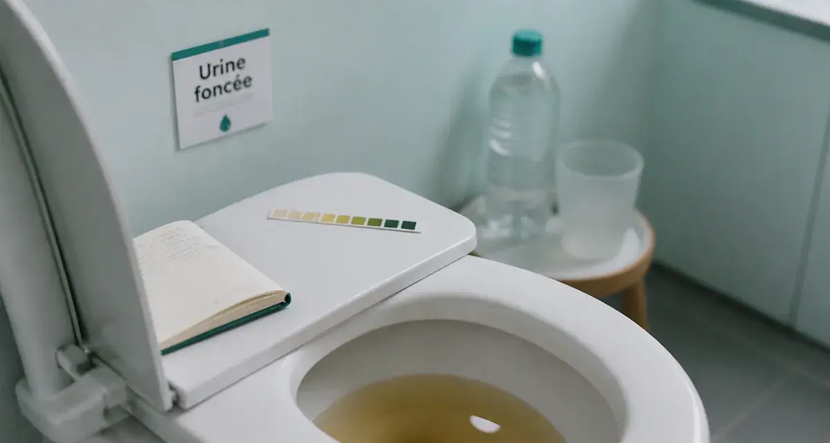 Urine foncée dans la cuvette, salle de bain, signaux