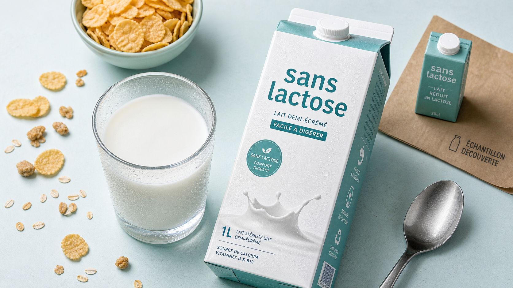 Verre de lait sans lactose, digestion facilitée, goût plus doux et usages quotidiens