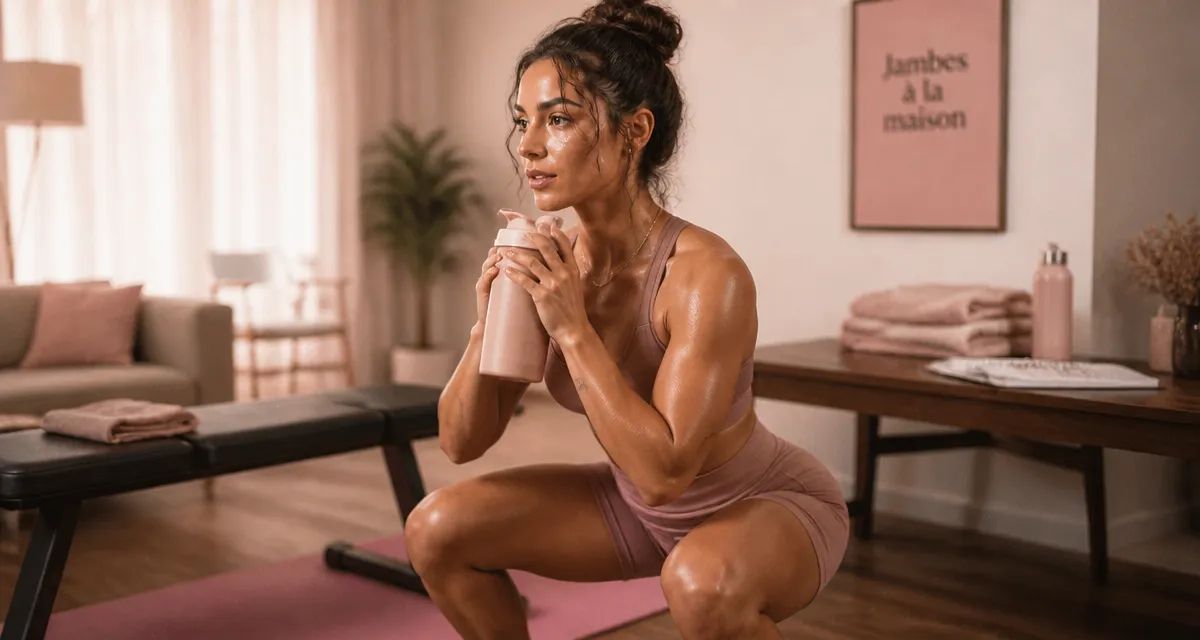 Musculation jambes maison : squat au banc, genoux alignés
