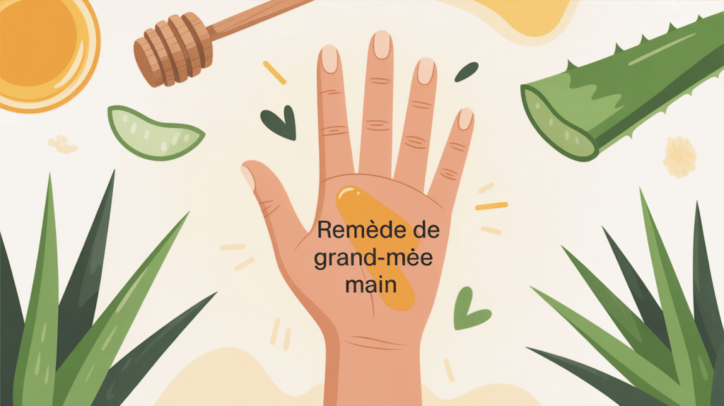 Remède grand-mère brûlure main, main apaisée aloe vera et miel