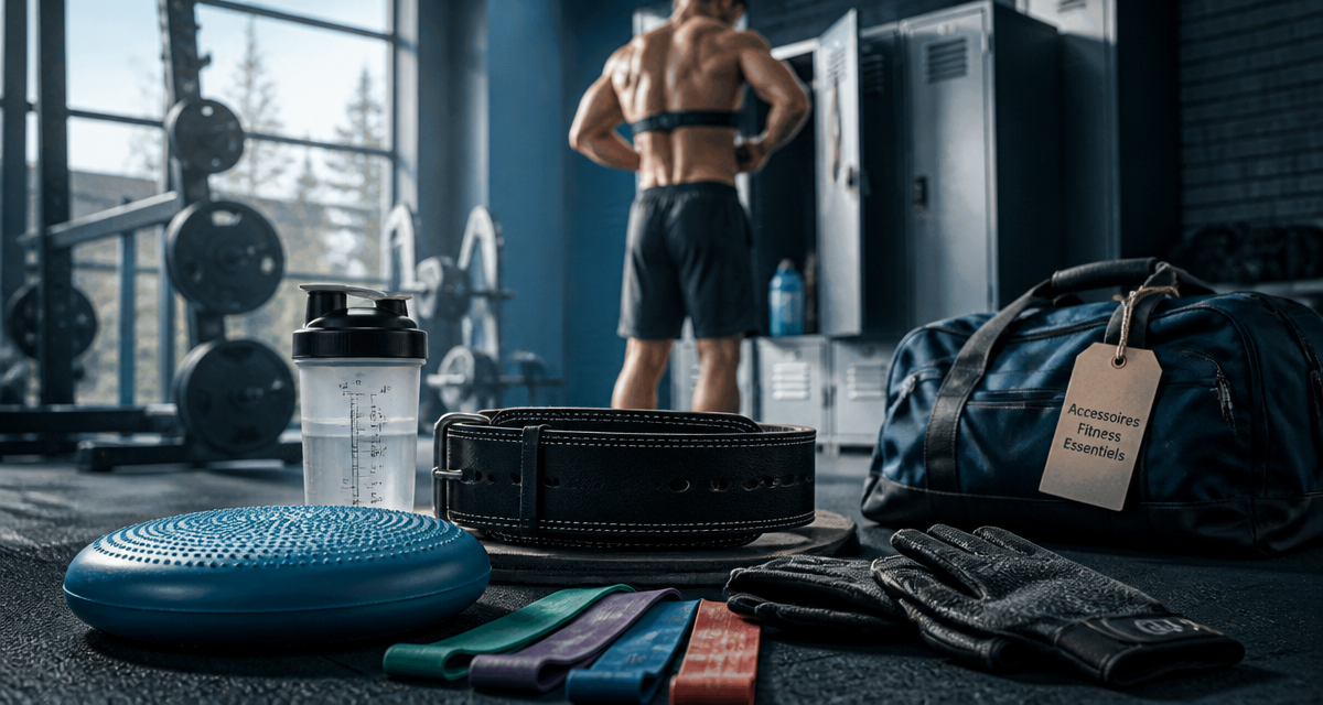 accessoires de sport sur tapis salle de sport