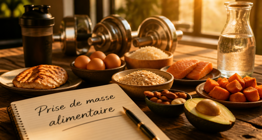 prise de masse musculaire aliments sur table