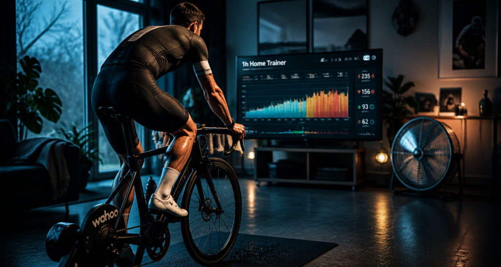 1h de home trainer par jour, cycliste à la maison