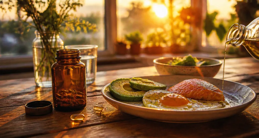 pourquoi prendre la vitamine d le soir assiette saumon oeuf
