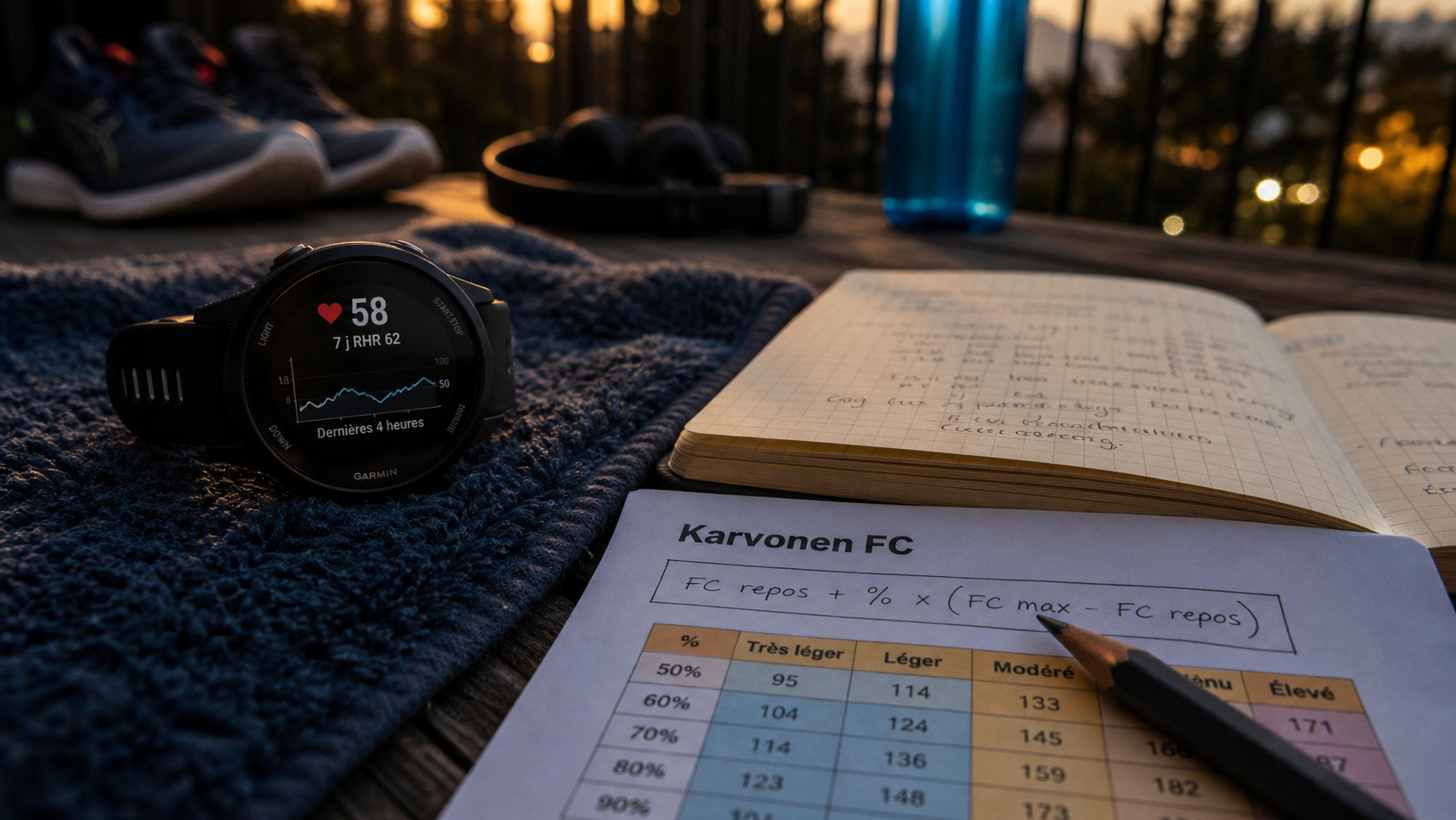 Fréquence cardiaque de réserve Karvonen pour zones d’effort