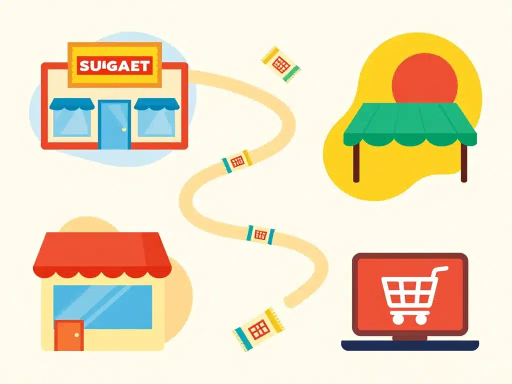 illustration magasins pour sucre en poudre le moins cher