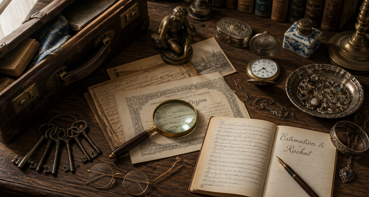 antiquaire rachat objets anciens sur bureau
