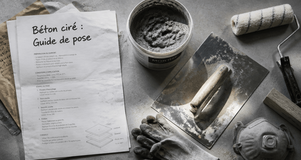 comment faire un beton cire outils sur plan de travail