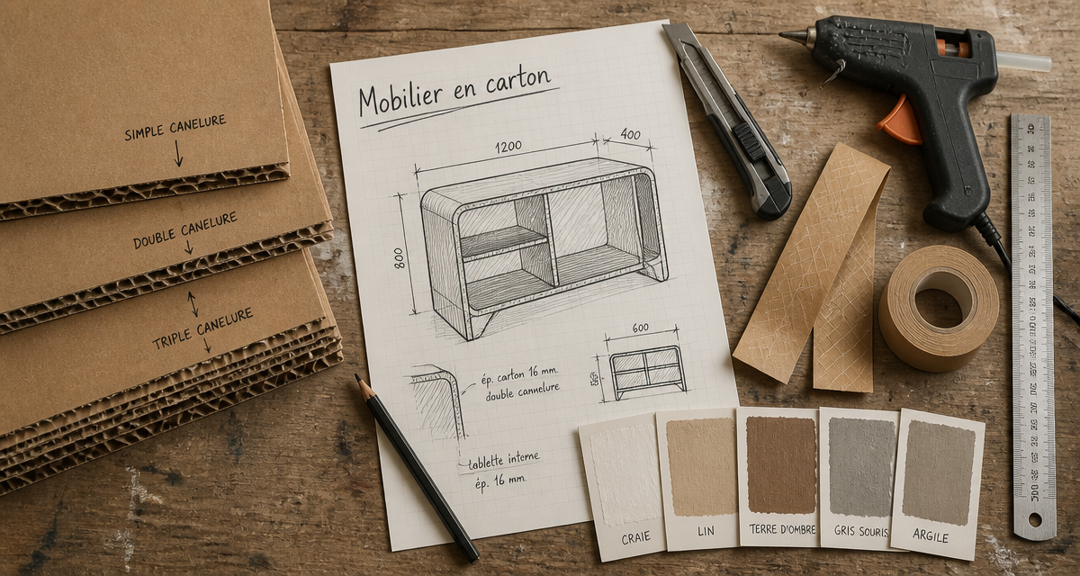 meuble en carton fabrication matériaux et outils