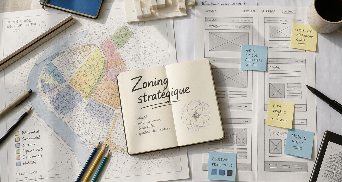 zonings web et urbain bureau architecte wireframe plan