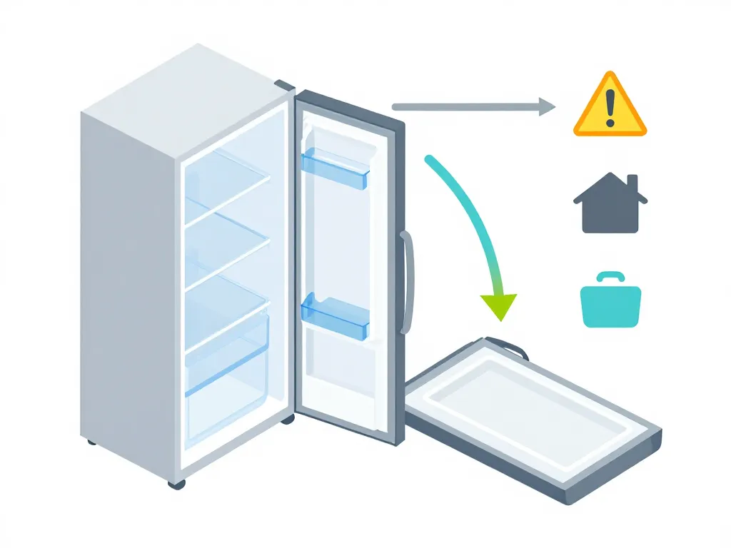 Diagramme brancher un frigo neuf après transport positions et attente