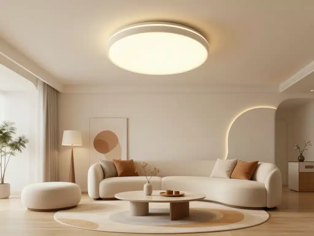 plafonnier salon design harmonisé avec décoration salon