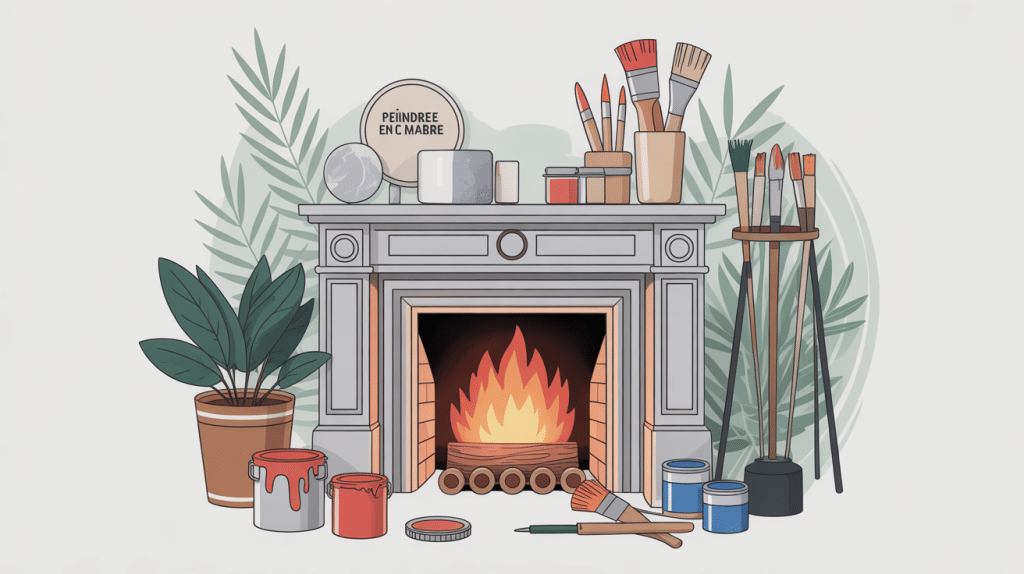 peindre du marbre cheminee illustration moderne