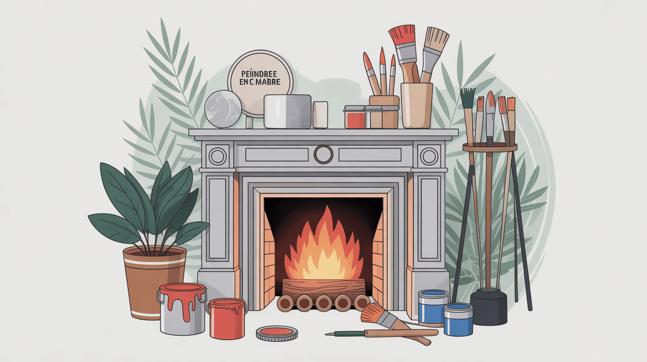 peindre du marbre cheminee illustration moderne