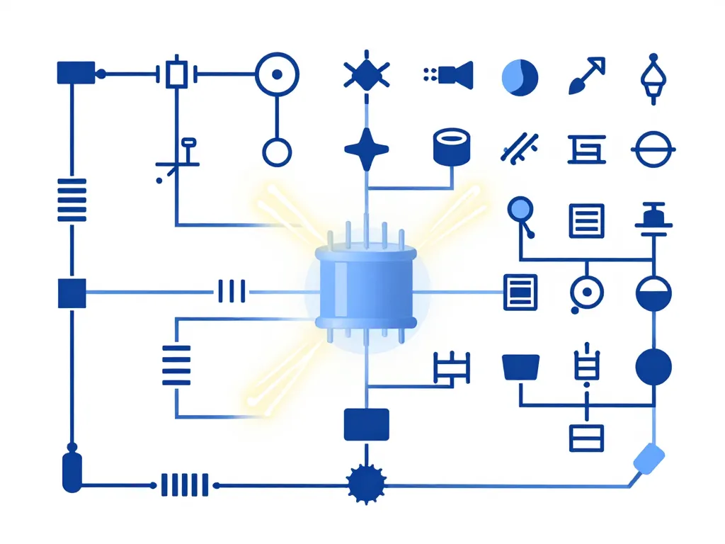 schema electronique avec symboles fondamentaux