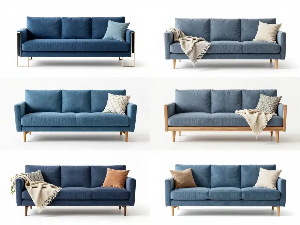 Differents styles deco autour salon canape bleu