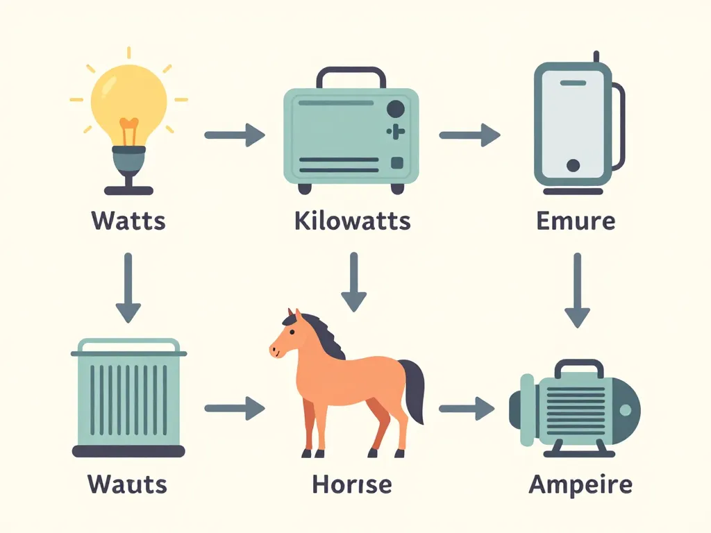diagramme tableau de conversion en watt watts kilowatts cheval vapeur