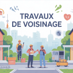 illustration voisins travaux quartier résidentiel