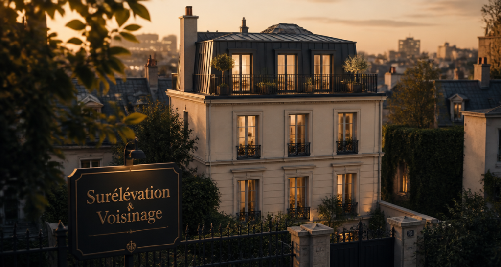 surélévation maison et voisinage, étage ajouté sur façade élégante