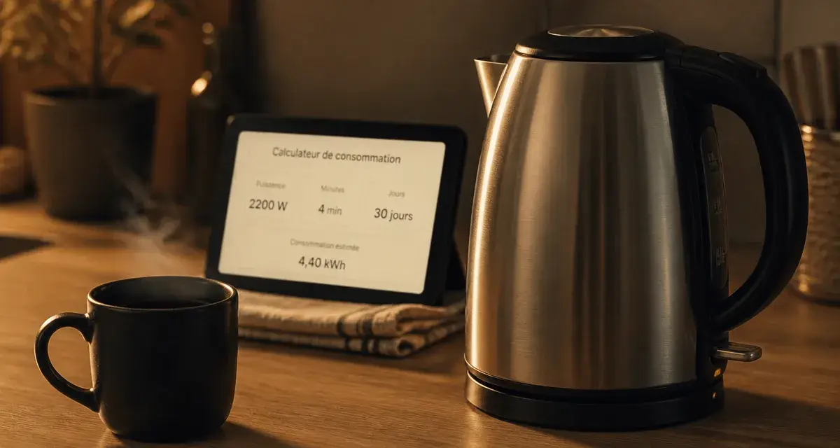Consommation bouilloire électrique : calcul kWh et facture