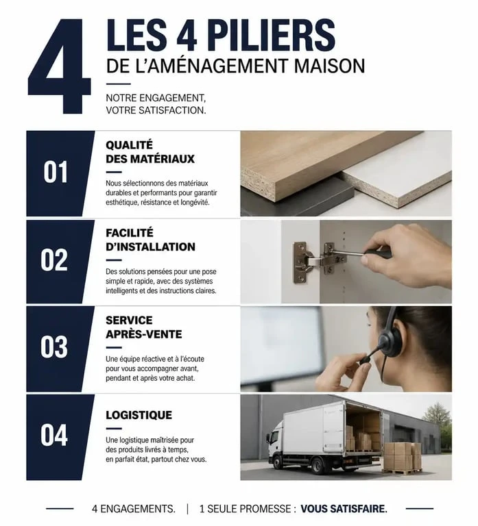 Infographie des critères essentiels pour réussir son aménagement maison