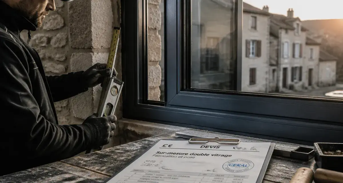 Fenetre double vitrage sur mesure : artisan mesure le châssis