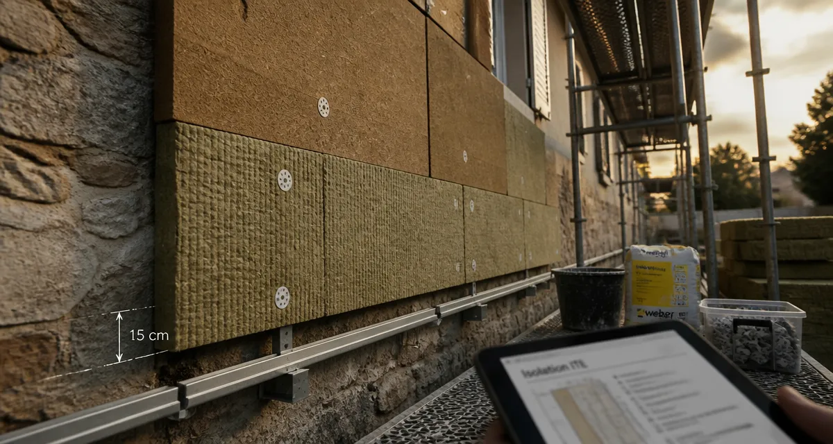 Meilleur isolant exterieur ITE : panneaux fibre de bois et laine de roche sur façade