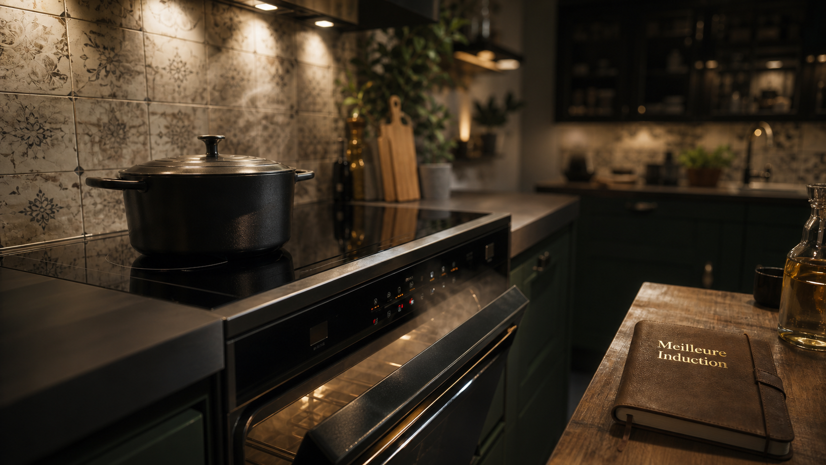 Meilleure cuisinière à induction, 3 zones de cuisson, cuisine moderne noire