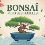 bonsai perd ses feuilles illustration douce avec nouveaux bourgeons
