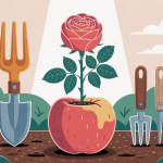 Bouture rosier pomme de terre sur illustration centrale jardin