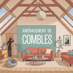 comble aménagé espace de vie sous toiture illustration