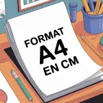 Illustration format a4 en cm sur un bureau avec fournitures