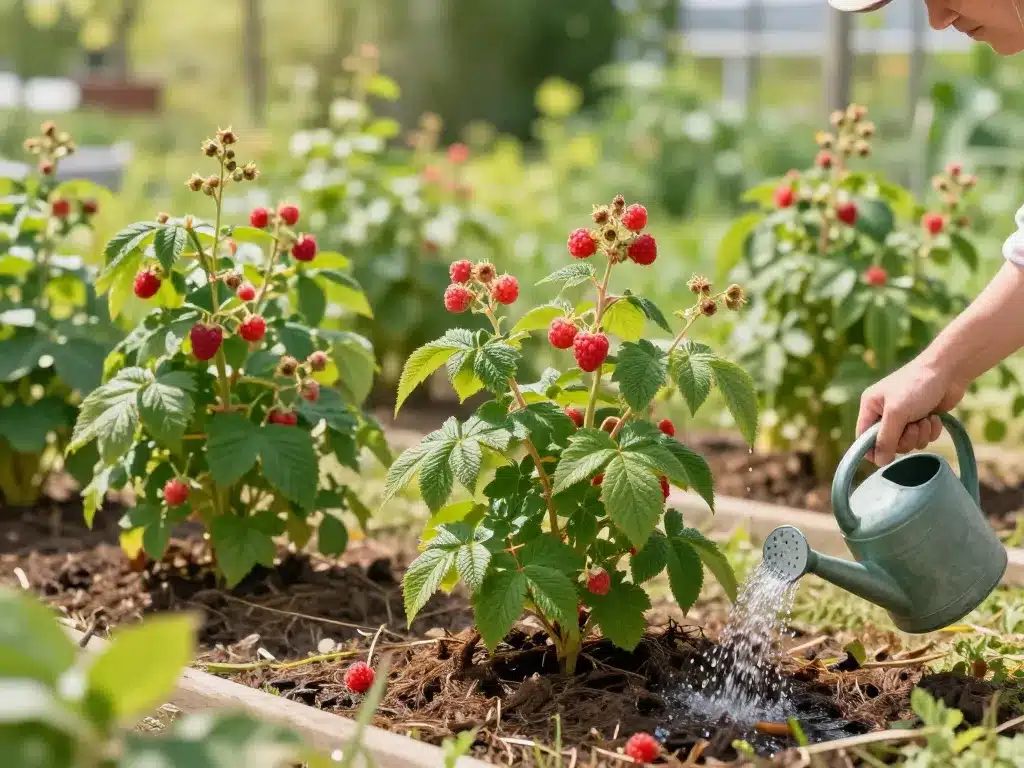 illustration prevention framboisiers maladies jardin sain