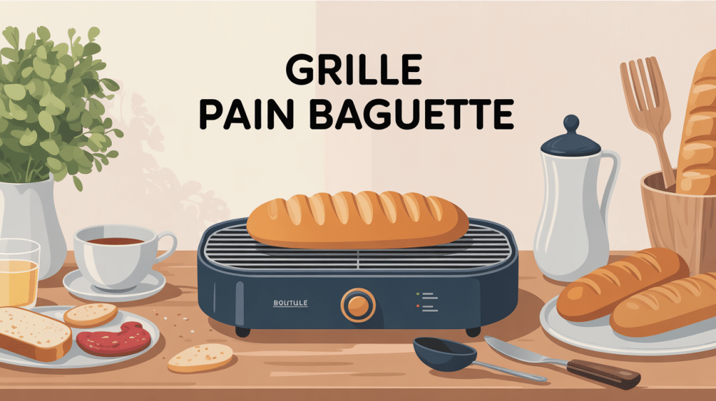 grille pain baguette sur table avec pain doré petit-déjeuner