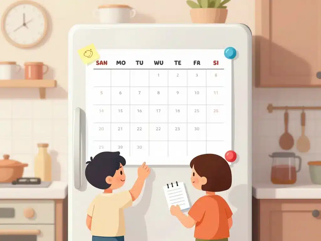 famille organisant planning repas mois à imprimer