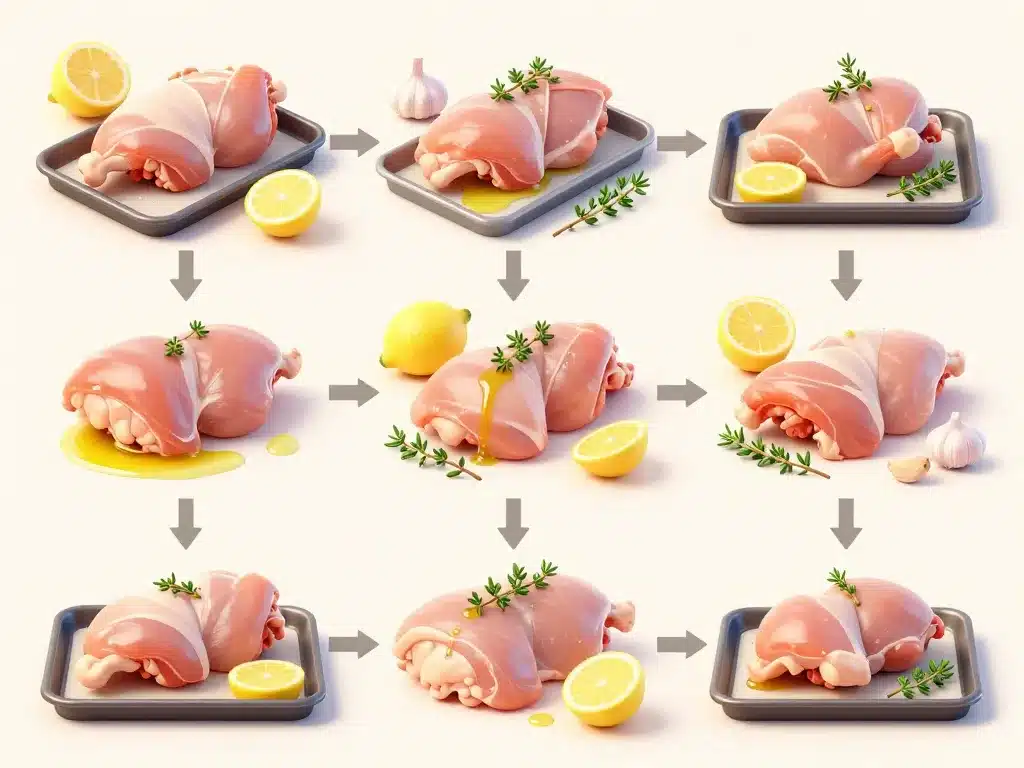 étapes préparation poulet au citron et au thym en infographie
