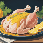 sauce au citron pour poulet avec citrons et herbes illustration