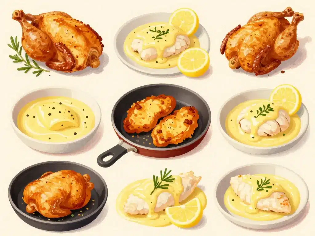sauce au citron pour poulet différentes versions et poulets