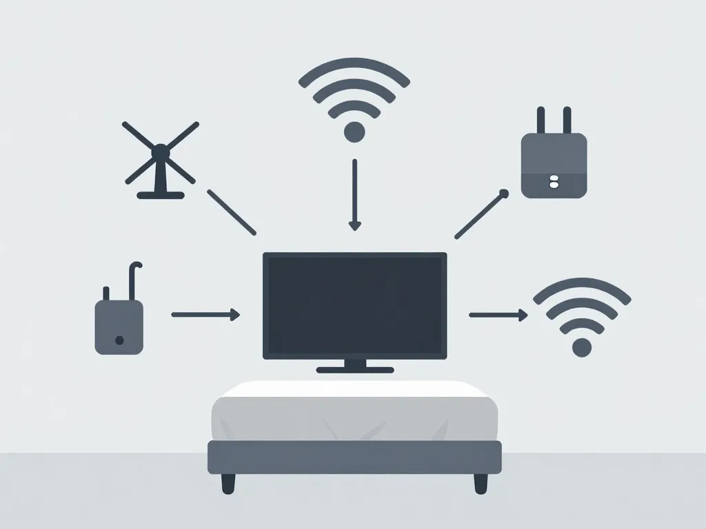 TV chambre sans prise antenne avec antenne intérieure, CPL, wifi