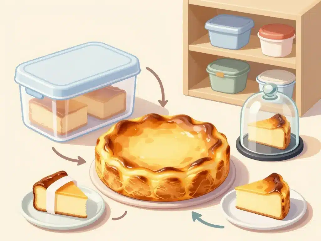 Schéma bonnes pratiques conservation gâteau basque à la maison