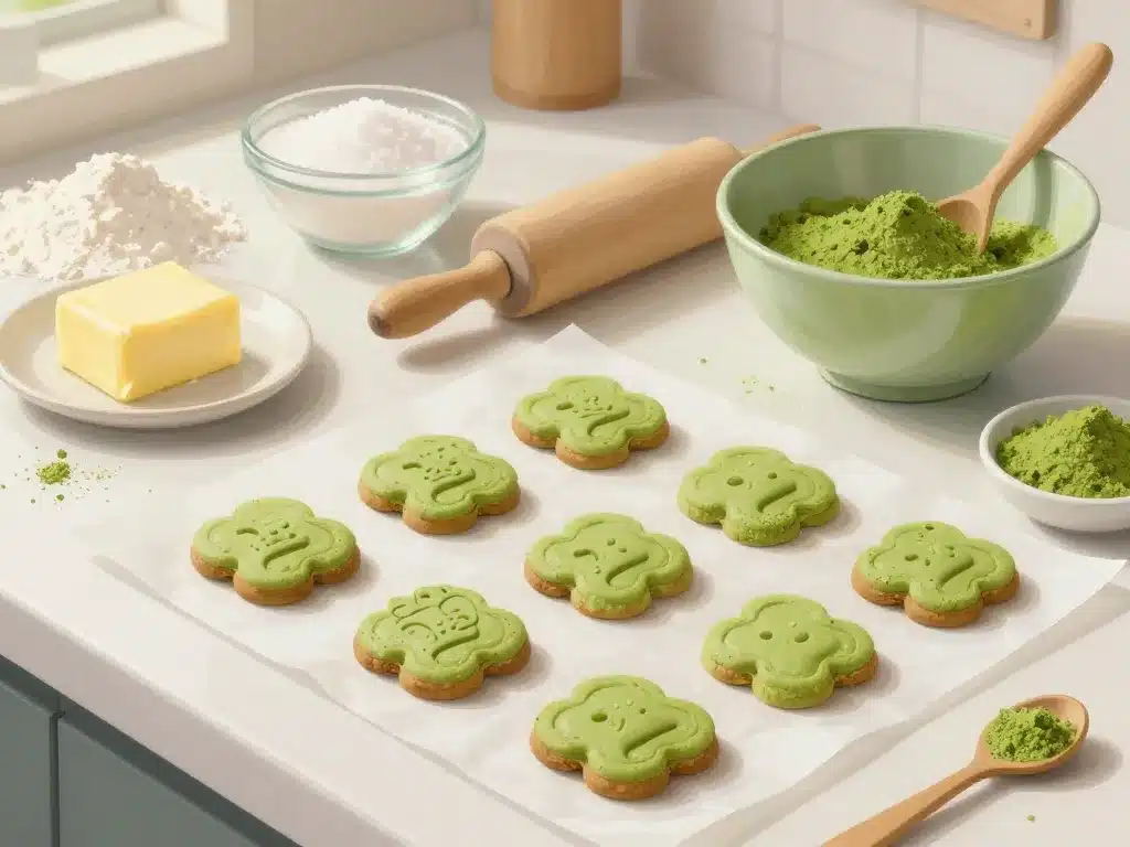 preparation matcha biscuits vegan table ingredients