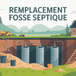 prix remplacement fosse septique illustration vectorielle maison terrain