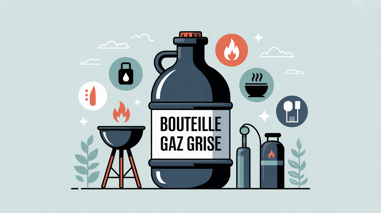 illustration bouteille de gaz gris usages sécurité barbecue cuisine chauffage