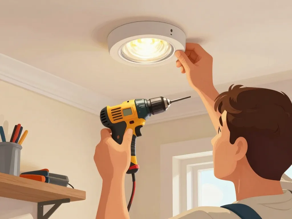 installation sécurisée luminaire faux plafond